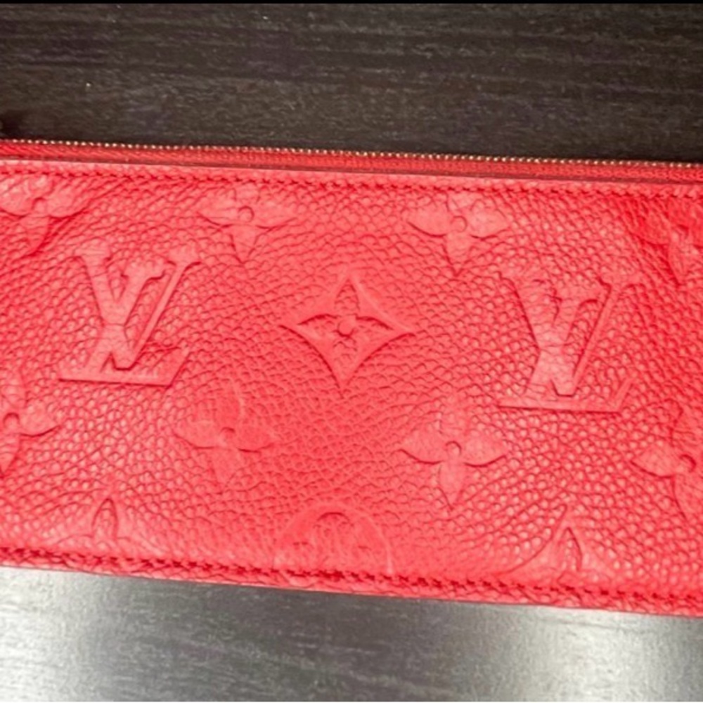 Louis Vuitton Red Embossed Monogram Zip Wallet
